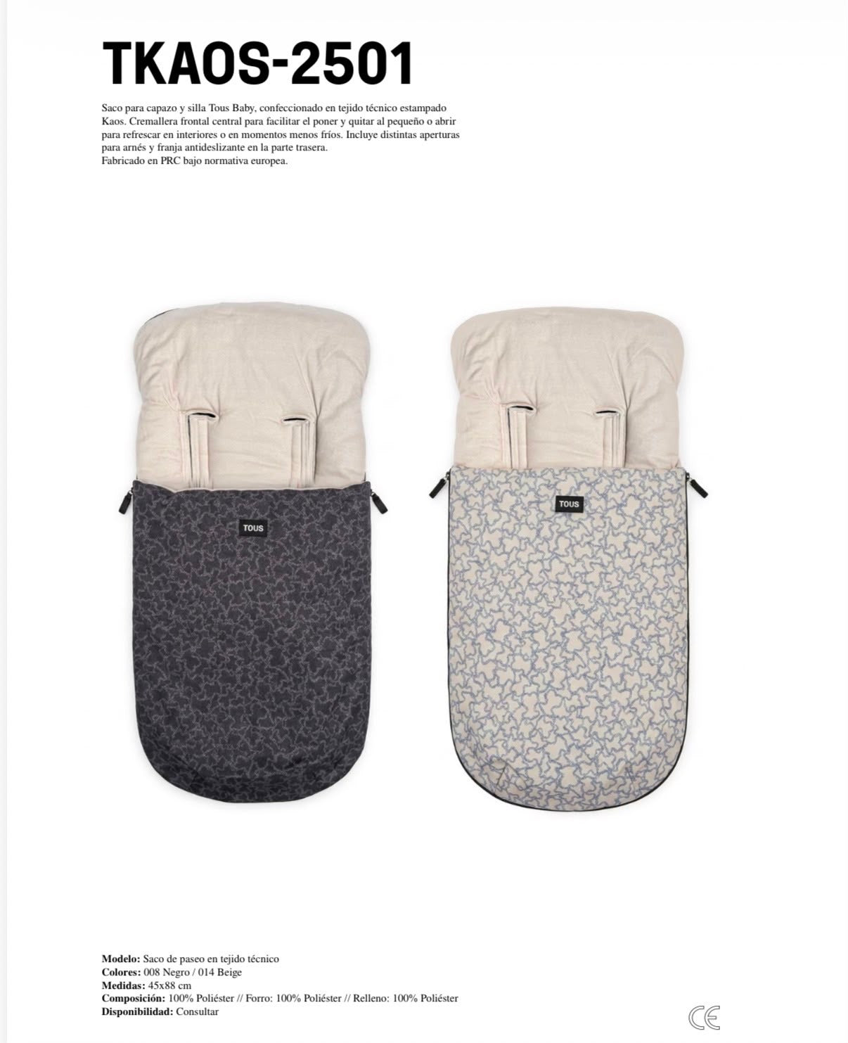 Saco paseo para capazo y silla paseo de tejidotecnico estampado