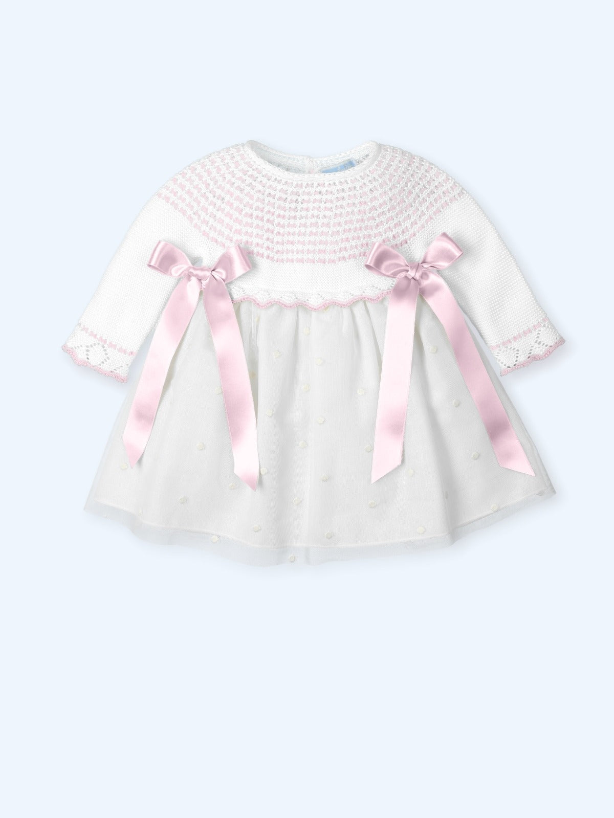 Vestido punto y tejido tul bordado DOTS BLISS